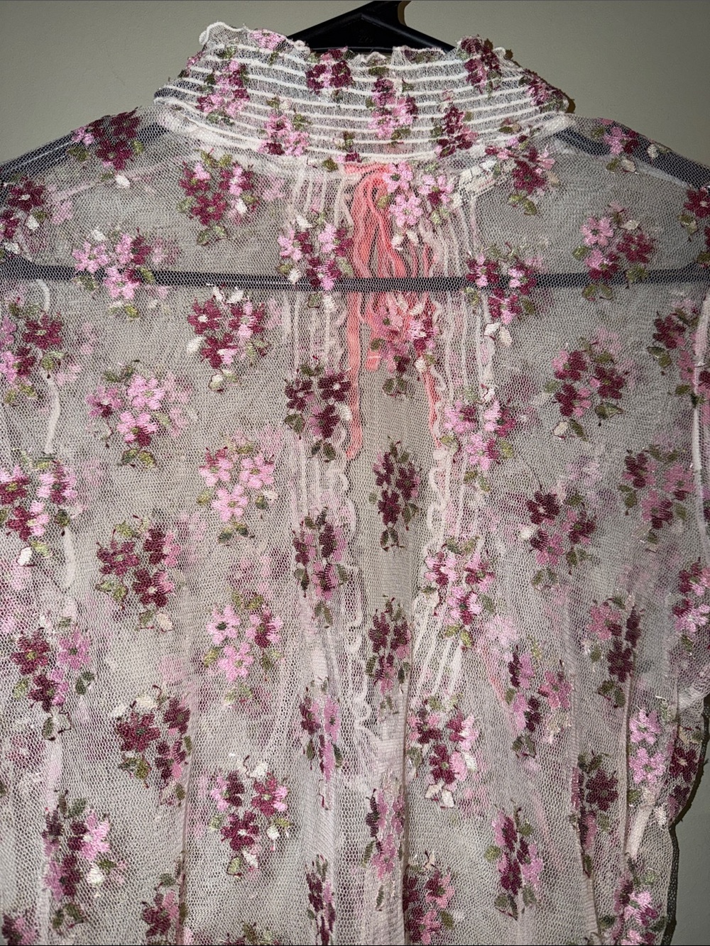 Free People intimately ivory mesh floral top M - Picture 2 of 8